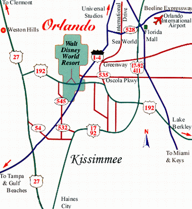 Map of Orlando area